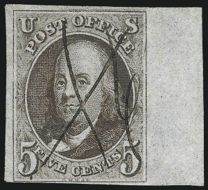 Sale 1017, Lot 39, 5c 1847 Issue, Sheet Margin Copies (Scott 1)