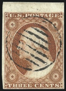 Sale 1017, Lot 397, 3c 1851-56, Dull Red, Sheet-Margin Copies (Scott 11-11A)