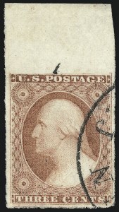 Sale 1017, Lot 399, 3c 1851-56, Dull Red, Sheet-Margin Copies (Scott 11-11A)