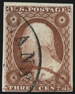 Sale 1017, Lot 400, 3c 1851-56, Dull Red, Sheet-Margin Copies (Scott 11-11A)