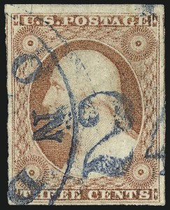 Sale 1017, Lot 419, 3c 1851-56, Dull Red, Shades, Varieties and Cancels (Scott 11-11A)