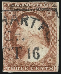 Sale 1017, Lot 421, 3c 1851-56, Dull Red, Shades, Varieties and Cancels (Scott 11-11A)