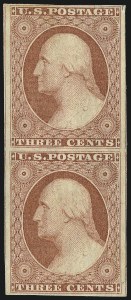Sale 1017, Lot 424, 3c 1851-56, Claret, Unused (Scott 11-11A)