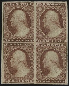 Sale 1017, Lot 427, 3c 1851-56, Claret, Unused (Scott 11-11A)