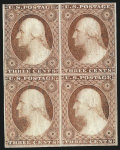 Sale 1017, Lot 428, 3c 1851-56, Claret, Unused (Scott 11-11A)