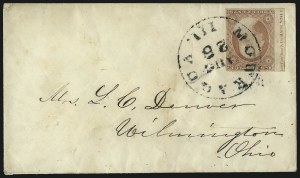 Sale 1017, Lot 431, 3c 1851-56, Claret, Imprint and Corner Margin Copies (Scott 11-11A)