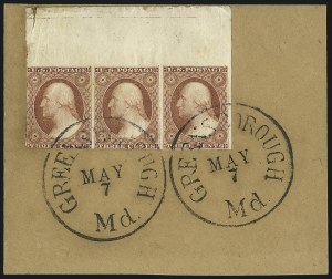 Sale 1017, Lot 448, 3c 1851-56, Claret, Sheet Margin Copies (Scott 11-11A)