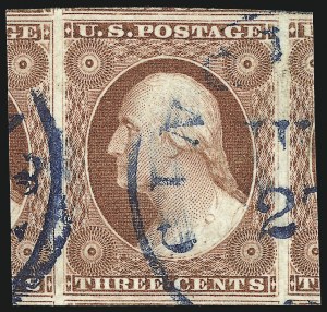 Sale 1017, Lot 456, 3c 1851-56, Claret (Scott 11-11A)