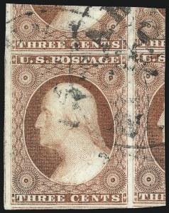 Sale 1017, Lot 458, 3c 1851-56, Claret (Scott 11-11A)
