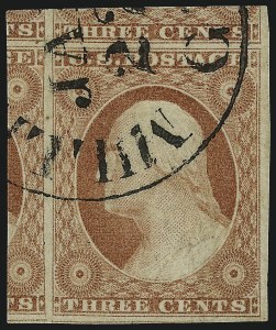 Sale 1017, Lot 459, 3c 1851-56, Claret (Scott 11-11A)