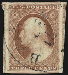 Sale 1017, Lot 467, 3c 1851-56, Claret (Scott 11-11A)