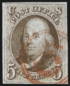 Sale 1017, Lot 47, 5c 1847 Issue (Scott 1-1d)