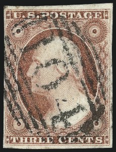 Sale 1017, Lot 474, 3c 1851-56, Claret (Scott 11-11A)