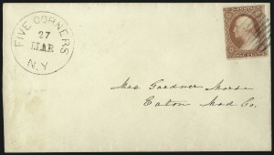 Sale 1017, Lot 483, 3c 1851-56, Claret, Plate Cracks (Scott 11A var)