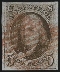 Sale 1017, Lot 51, 5c 1847 Issue (Scott 1-1d)