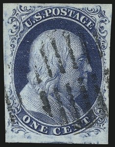 Sale 1019, Lot 333, 1c 1851-56 Issue (Scott 7-9)