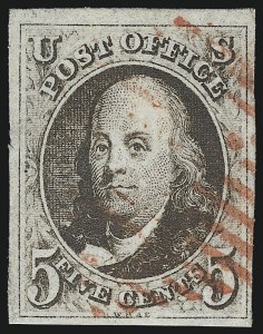 Sale 1024, Lot 12, 5c 1847 Issue Shades (Scott 1 shades)