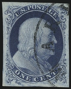 Sale 1024, Lot 20, 1c 1851-56 Issue (Scott 5-9)