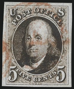 Sale 1024, Lot 4, 5c 1847 Issue Shades (Scott 1 shades)