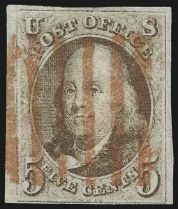 Sale 1024, Lot 5, 5c 1847 Issue Shades (Scott 1 shades)