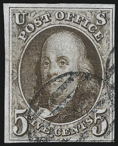 Sale 1024, Lot 8, 5c 1847 Issue Shades (Scott 1 shades)