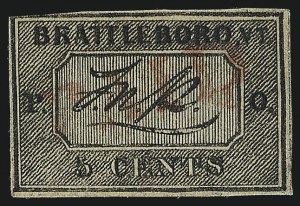 Sale 1025, Lot 19, Postmasters Provisionals: Brattleboro Vt.