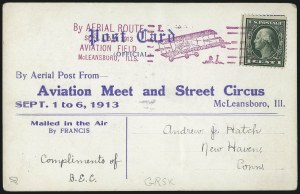 Sale 1026, Lot 1899, Air Post and Pioneer Flights thru Back-of-Book on Cover