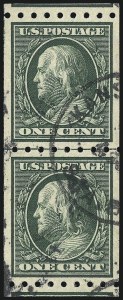 Sale 1028, Lot 359, 1910-13 Perf 8-1/2 Single-Line Watermark Coil Issue (Scott 390-396)