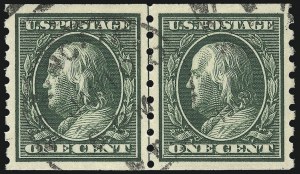 Sale Number 1028, Lot Number 361, 1910-13 Perf 8-1/2 Single-Line Watermark Coil Issue (Scott 390-396)