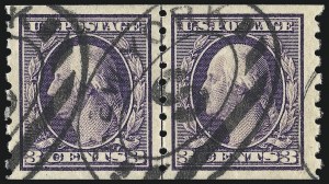 Sale 1028, Lot 363, 1910-13 Perf 8-1/2 Single-Line Watermark Coil Issue (Scott 390-396)