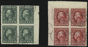 Sale 1028, Lot 375, 1912-14 Perf 12 Double-Line Watermark Issue-New Designs (Scott 405-422)