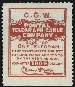 Sale 1031, Lot 1252, Savings, Telegraph Company Stamps