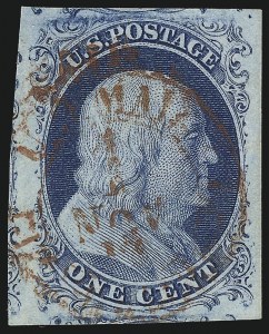 Sale 1032, Lot 3018, 1c 1851-56 Issue (Scott 5A-9)