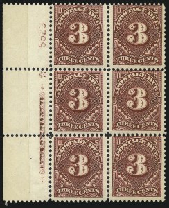 Sale 1037, Lot 2290, Postage Due Featuring Blocks and Plate Blocks (Scott J31-J75)