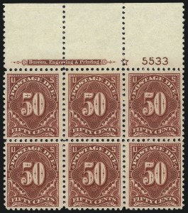 Sale 1037, Lot 2310, Postage Due Featuring Blocks and Plate Blocks (Scott J31-J75)