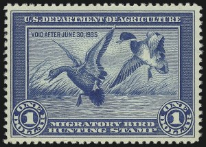 Sale 1037, Lot 2408, Revenues, Hunting Permits, $1.00 1934 Hunting Permit (RW1) Sale 1037, Lot 2408, Revenues, Hunting Permits