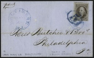 Sale 1037, Lot 2734, Postmasters` Provisional thru 1857 Issue