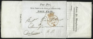Sale 1037, Lot 2943, Great Britain: Postal History, Parliament Entires and Mulreadys