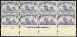Sale 1040, Lot 1528, 1893 Columbian Issue, Multiples (Scott 230-240)