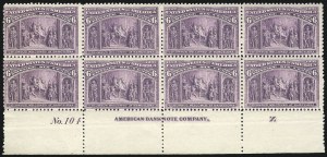 Sale 1040, Lot 1535, 1893 Columbian Issue, Multiples, cont. incl. Panes & Sheets (Scott 230-245)