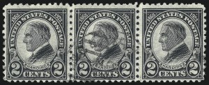 Sale 1048, Lot 372, 1922 and Later Issues, incl. 2c Harding Rotary Perf 11 Strip of Three