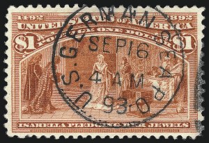 Sale 1050, Lot 373, $1.00-$5.00 1893 Columbian Issue (Scott 241-245)
