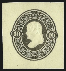 Sale 1050, Lot 785, Postal Stationery (Scott U, UO, UX), 10c Olive Black on Amber, Die 39, Cut Square (U90) Sale 1050, Lot 785, Postal Stationery (Scott U, UO, UX)