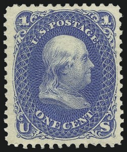 Sale 1061, Lot 3520, 1875 Re-Issue of 1861-66 Issue (Scott 102-106), 1c Blue, Re-Issue (102) Sale 1061, Lot 3520, 1875 Re-Issue of 1861-66 Issue (Scott 102-106)