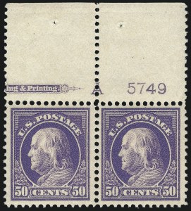 Sale 1061, Lot 3908, 1912-14 Washington-Franklin Issue (Scott 407-459)