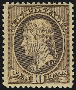Sale 1067, Lot 1188, 1873-88 Bank Note Issues incl. Special Printings (Scott 156-218), 10c Brown (209) Sale 1067, Lot 1188, 1873-88 Bank Note Issues incl. Special Printings (Scott 156-218)