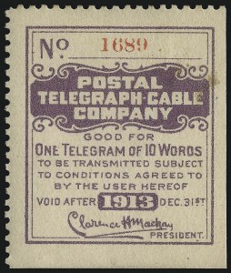 Sale 1067, Lot 769, Revenues: Hunting Permits thru Telegraph