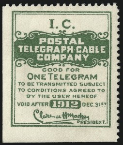 Sale 1067, Lot 770, Revenues: Hunting Permits thru Telegraph