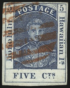 Sale 1068, Lot 878, Hawaii: Stampless thru 1868 Kamehameha III Issues