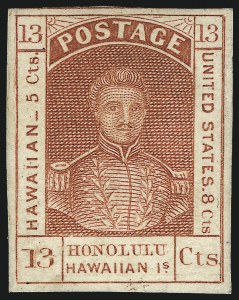 Sale 1068, Lot 880, Hawaii: Stampless thru 1868 Kamehameha III Issues